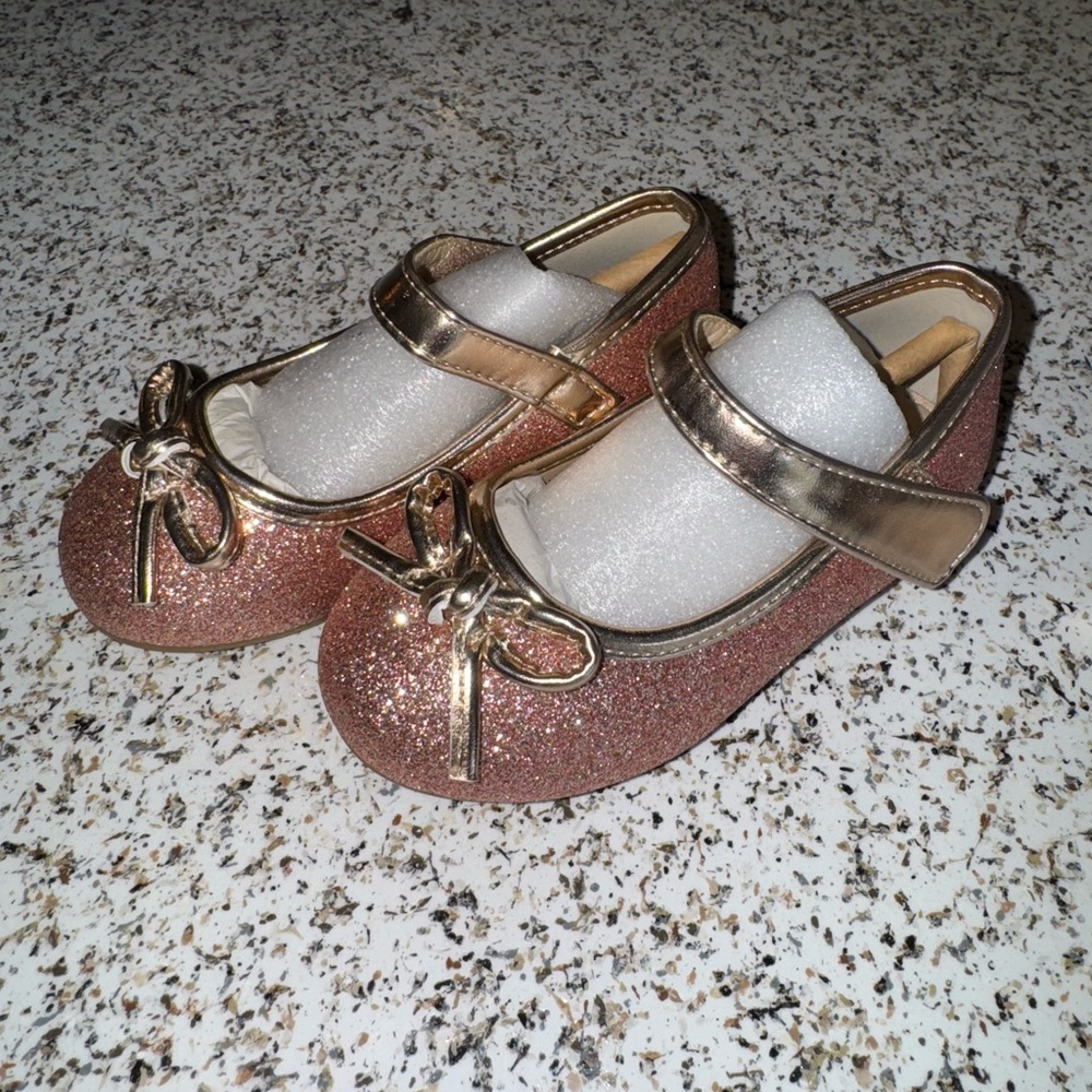 Glittery Pink Kids Shoes with Bow